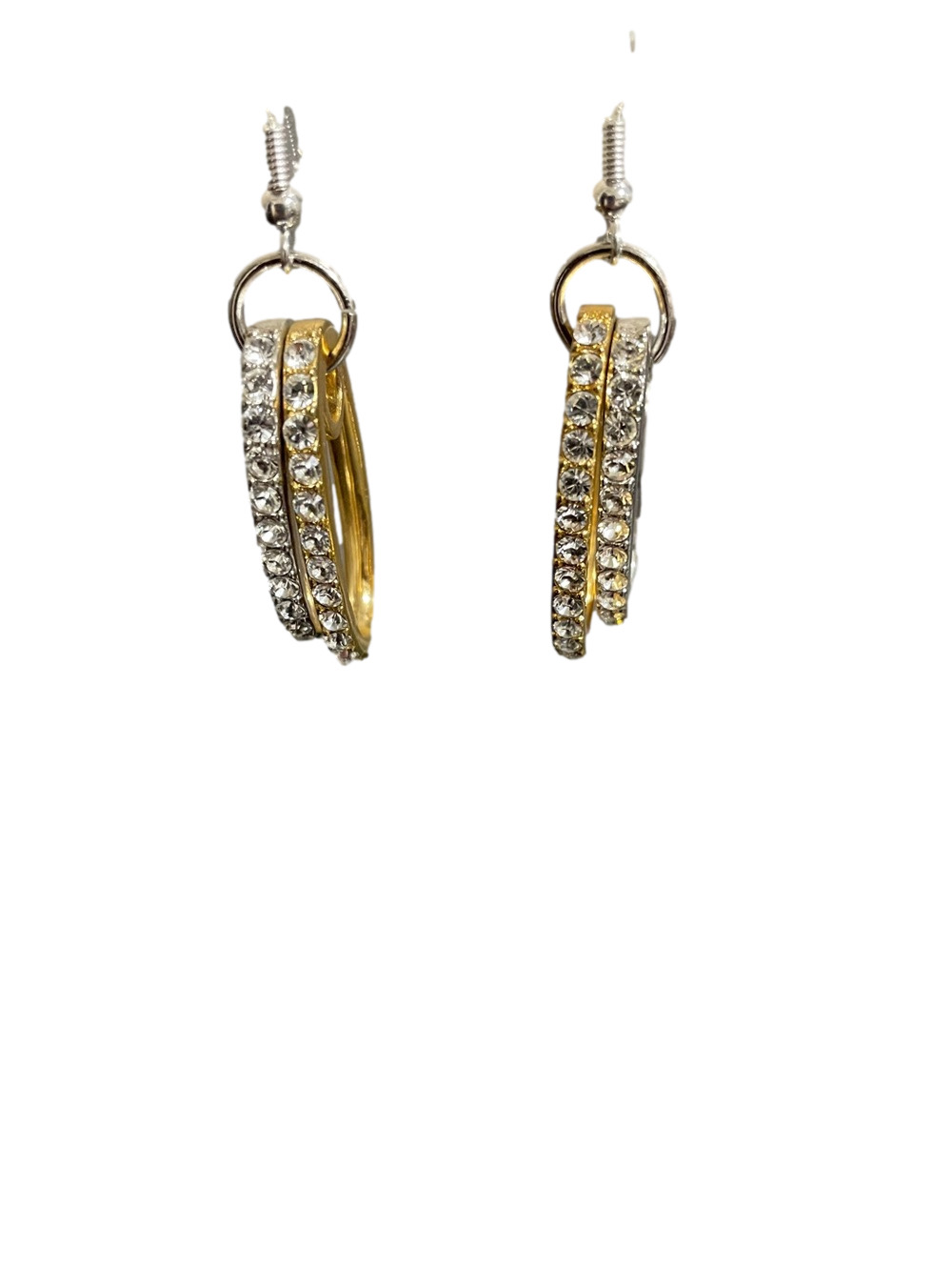 Butler Gold & Silver Tone with Rhinestones Pierced Earrings